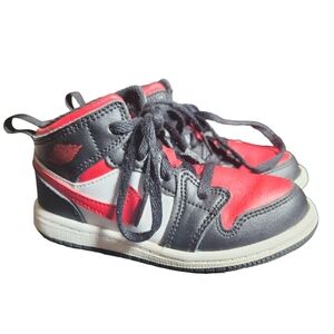 Nike Kid's Air Jordan 1 Mid Fire Red Toddlers Lace Up High Top Sneakers Size 9C